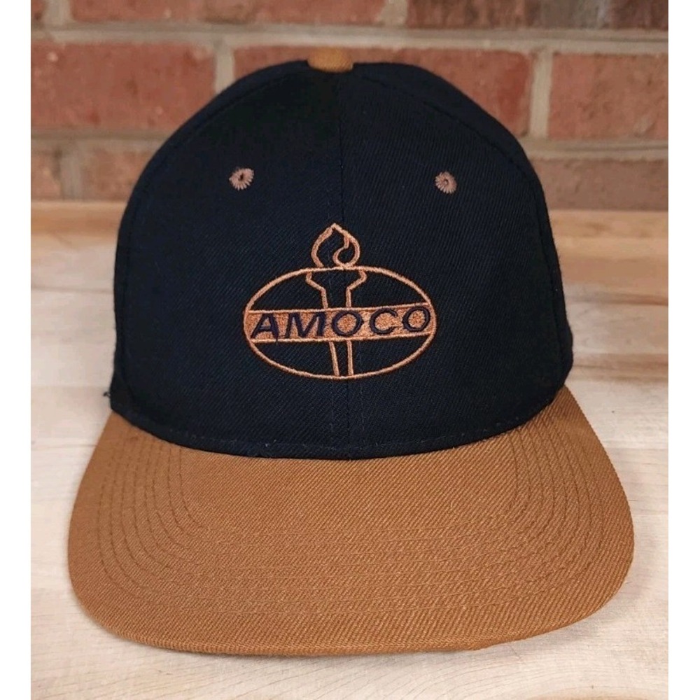 Amoco‎ Gasoline Hat Cap Kudzu Strapback Vintage Black Embroidered